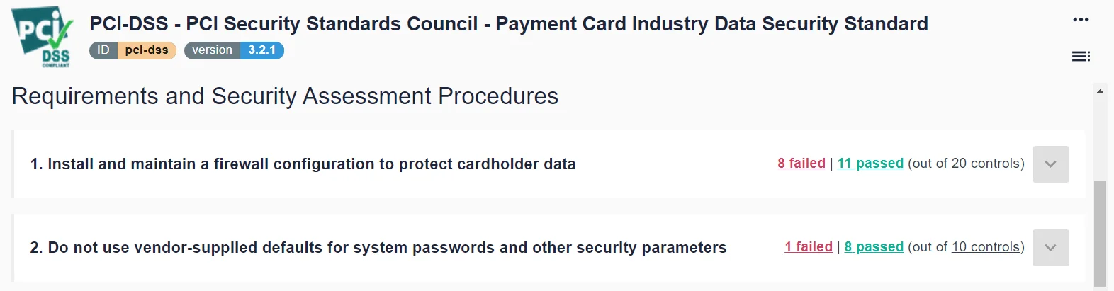 The PCI-DSS page in Cyscale