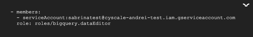 Service Account with roles/bigquery.dataEditor