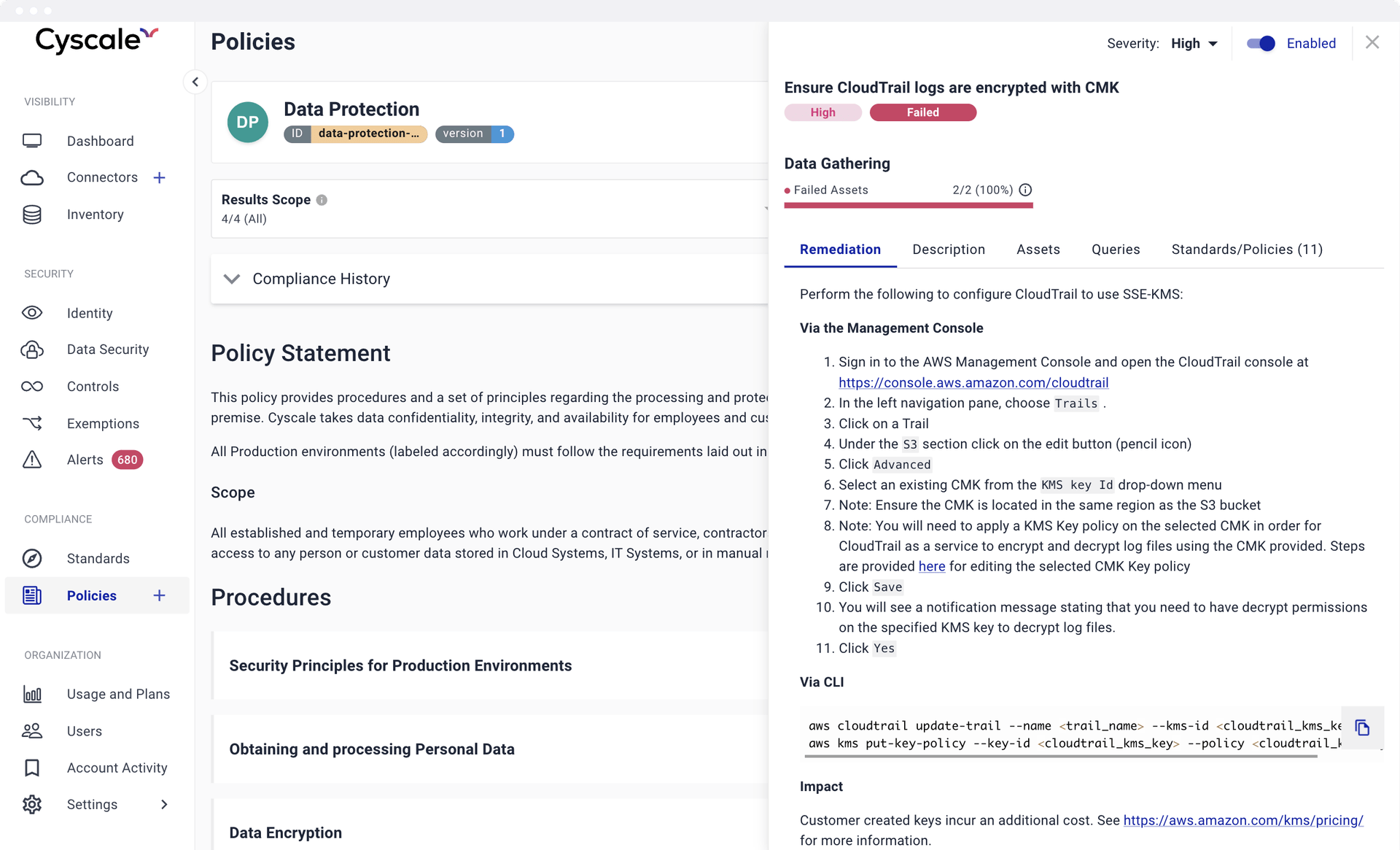 A list of different out-of-the-box policies and standards