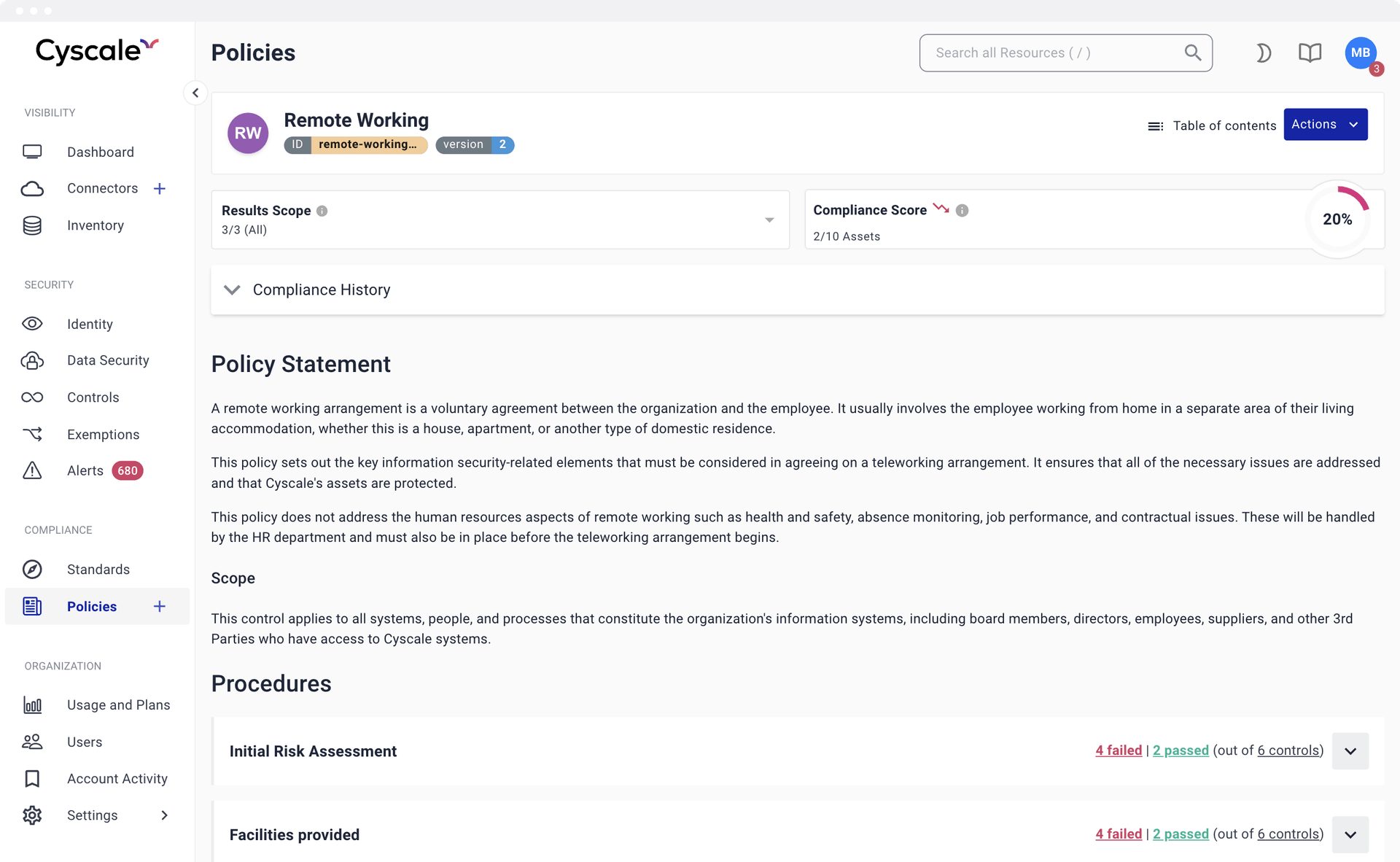 A rich policy content with data gathered inline