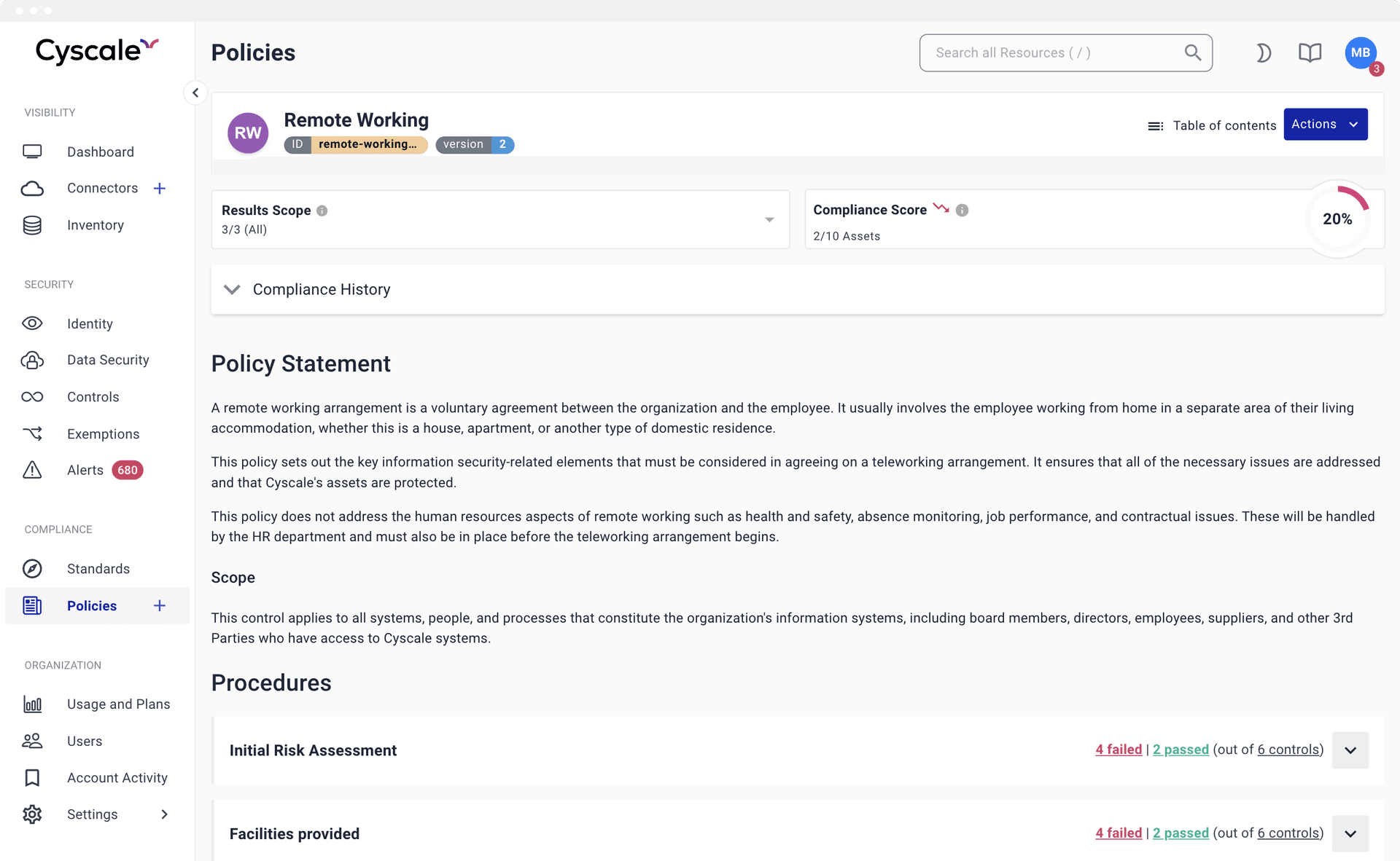 A rich policy content with data gathered inline