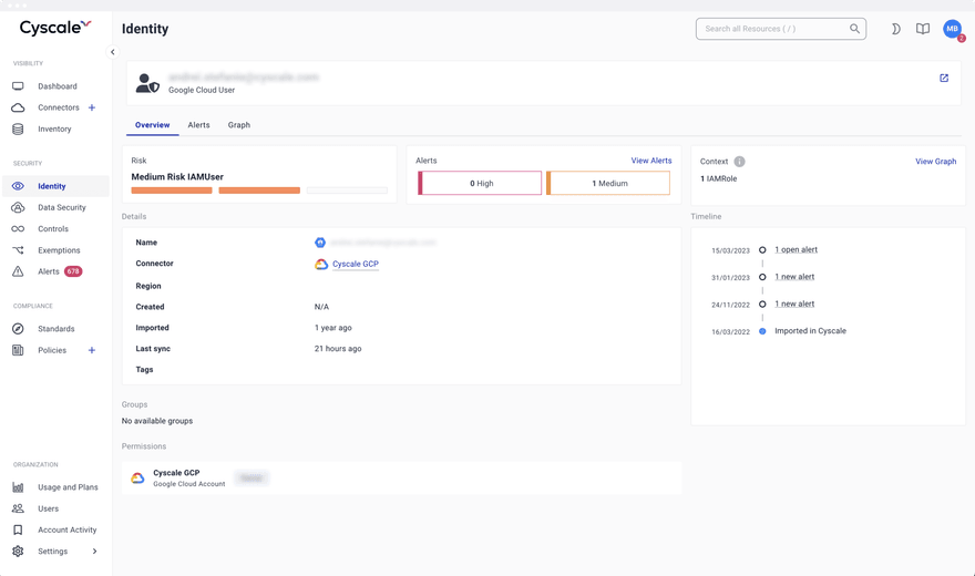 Cyscale CSPM identity screenshot